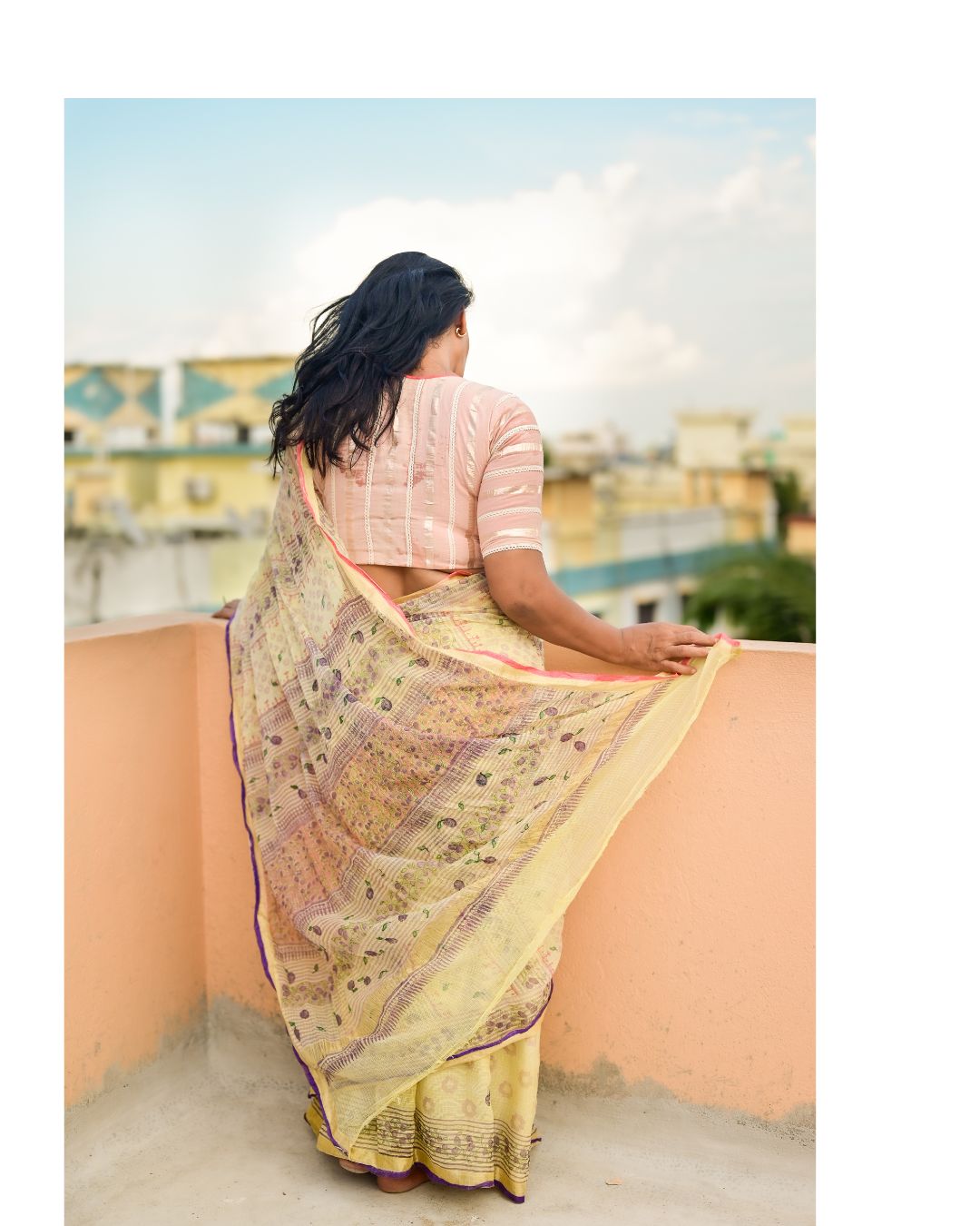 Butter Yellow Jamun Print Kota Cotton Saree