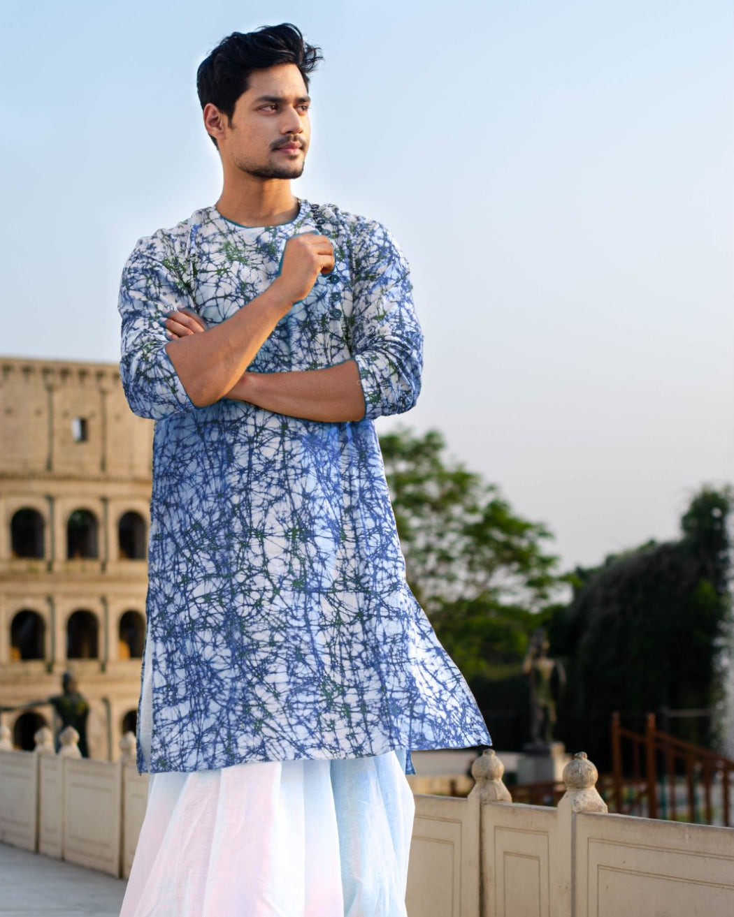 DARK BLUE BATIK HANDLOOM KURTA