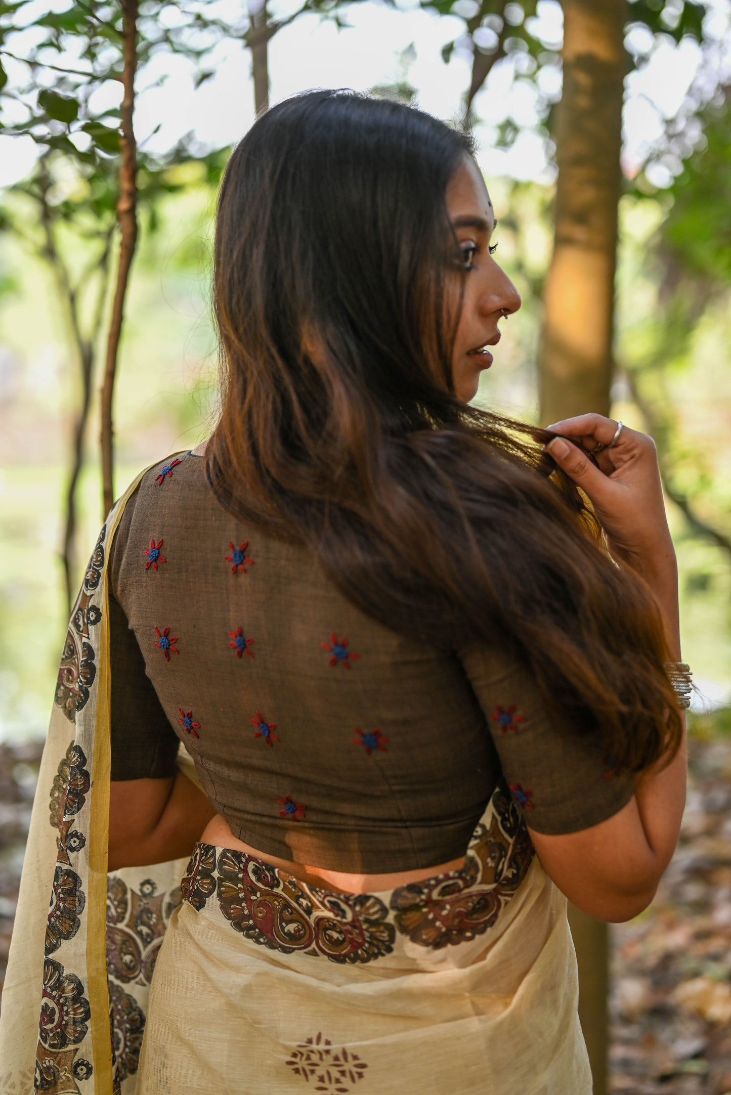 Dark Brown-Hand Embroidered Blouse