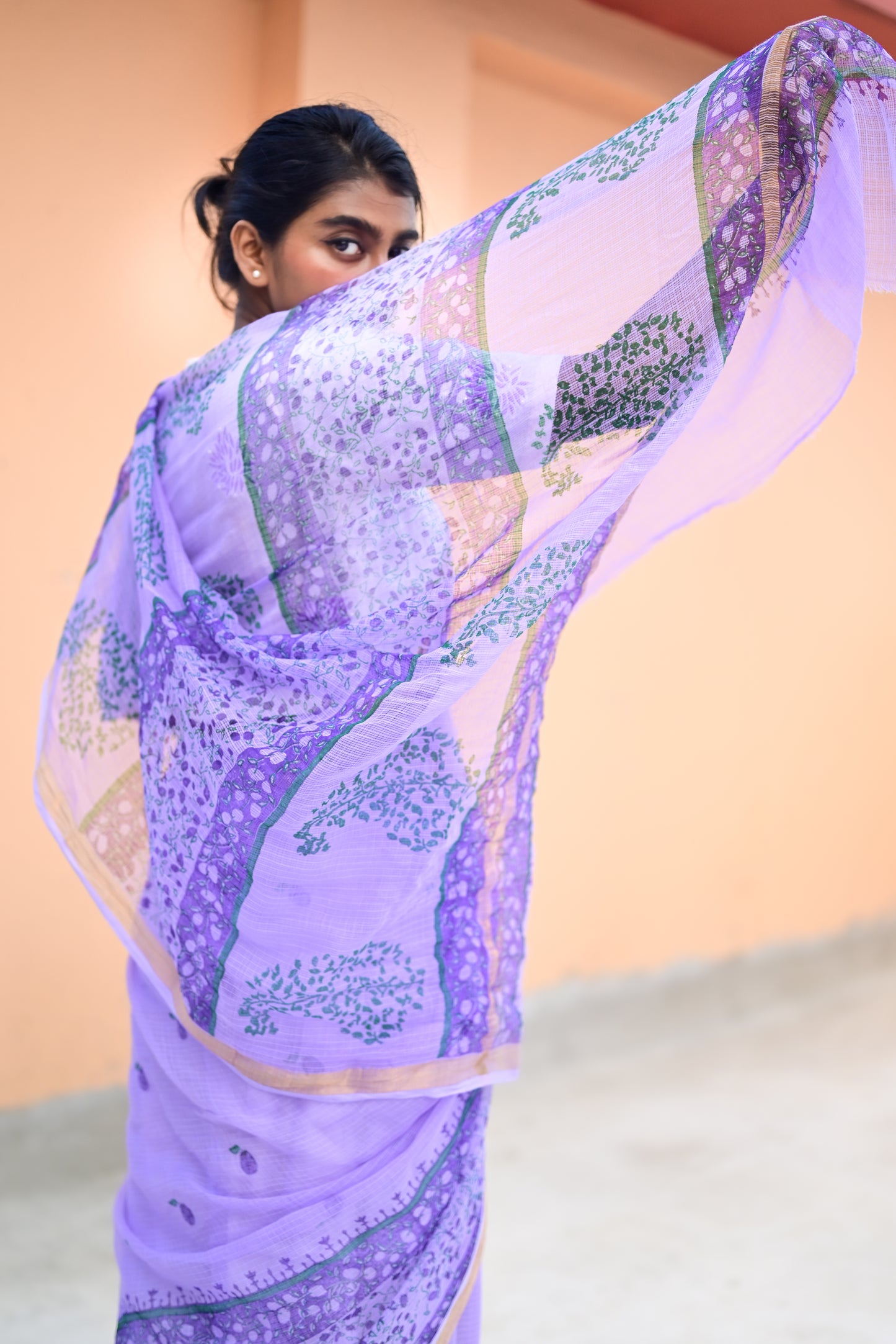 Mauve Jamun Print Kota Cotton Saree