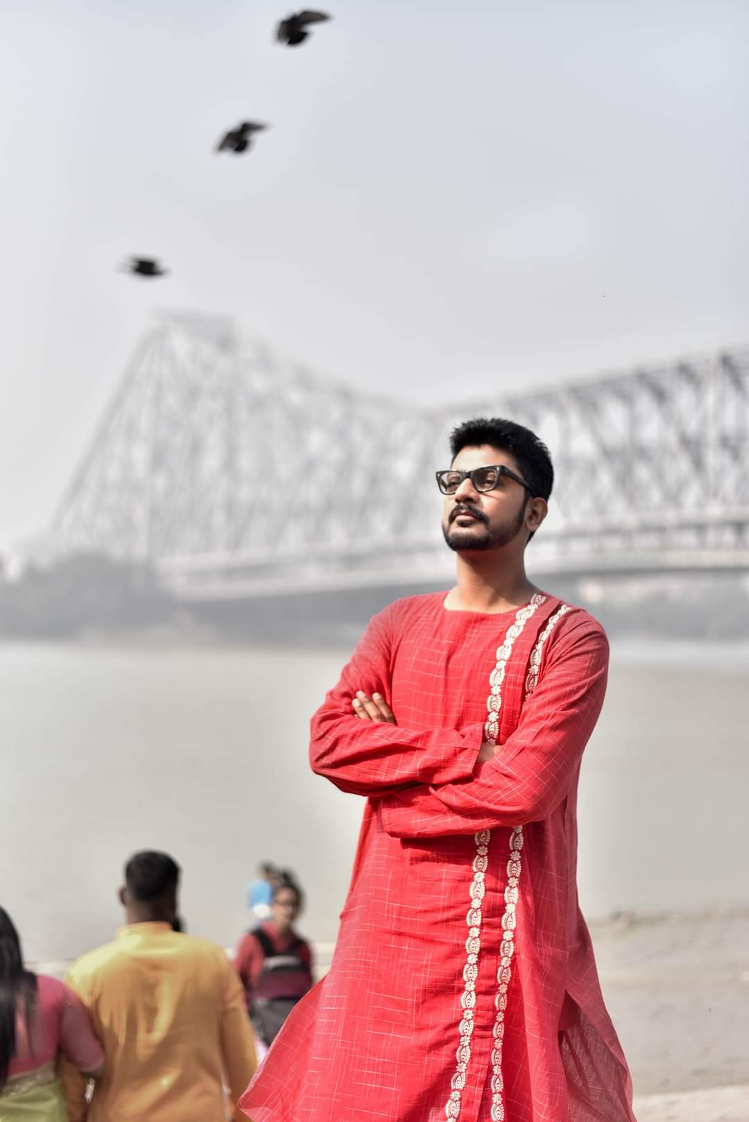 RED - HAND EMBROIDERED FISH DESIGN KURTA