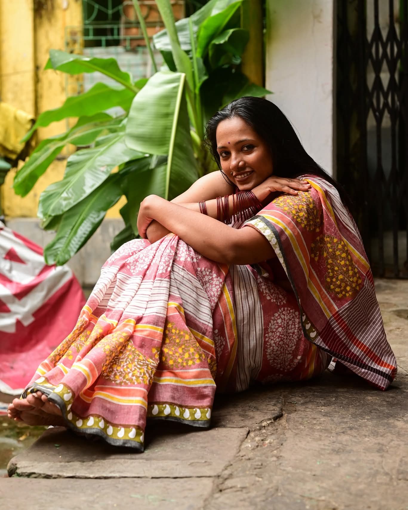 SADA MAROON AMRAPALI HAND BLOCK PRINTED COTTON SAREE
