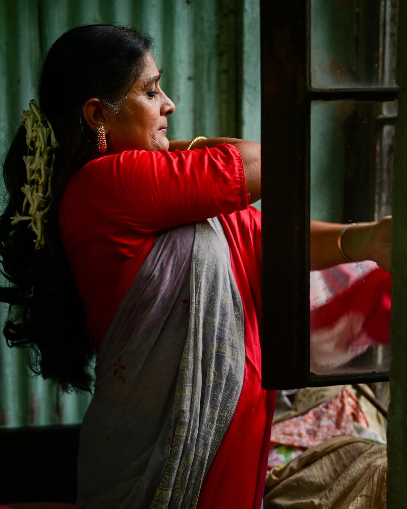 GREY DURGADALAN HAND BLOCK PRINTED DHONEKHALI COTTON SAREE