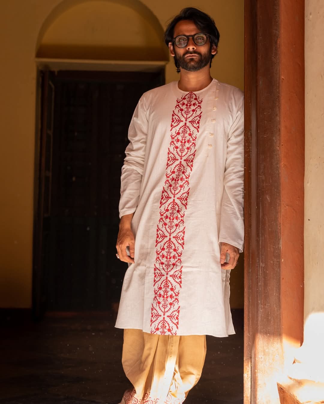 LAAL SADA BLOCK PRINTED COTTON KURTA