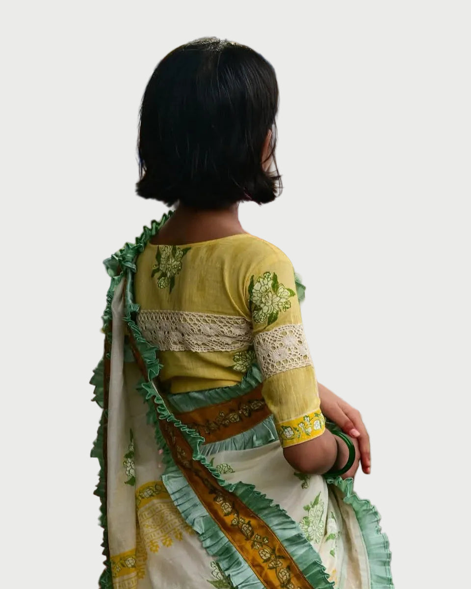 YELLOW MOGRA KIDS BLOUSE