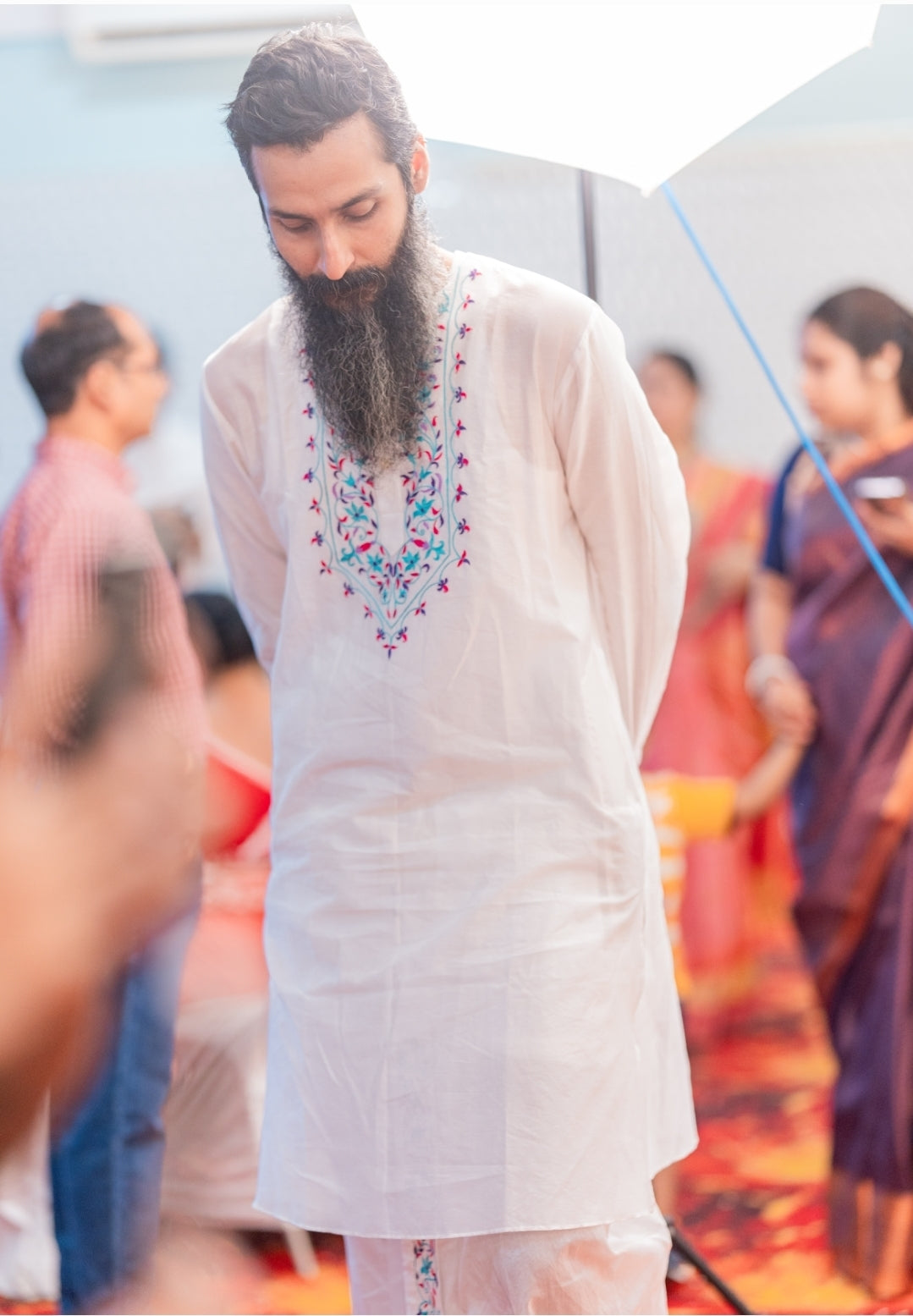 TAJ MAHAL EMBROIDERED CHANDERI KURTA