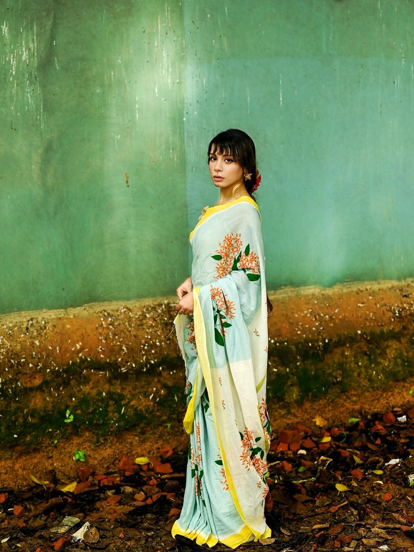 RONGON O ROBIN BLUE - HANDLOOM COTTON SAREE