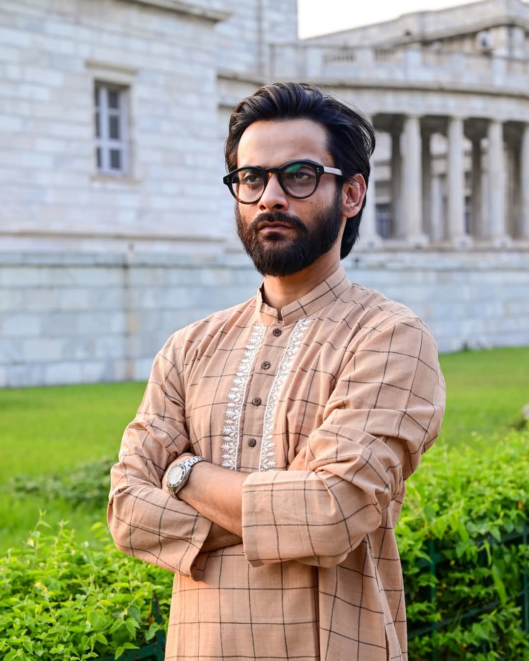 BISKUT COLOURED CHECK EMBROIDERED KURTA