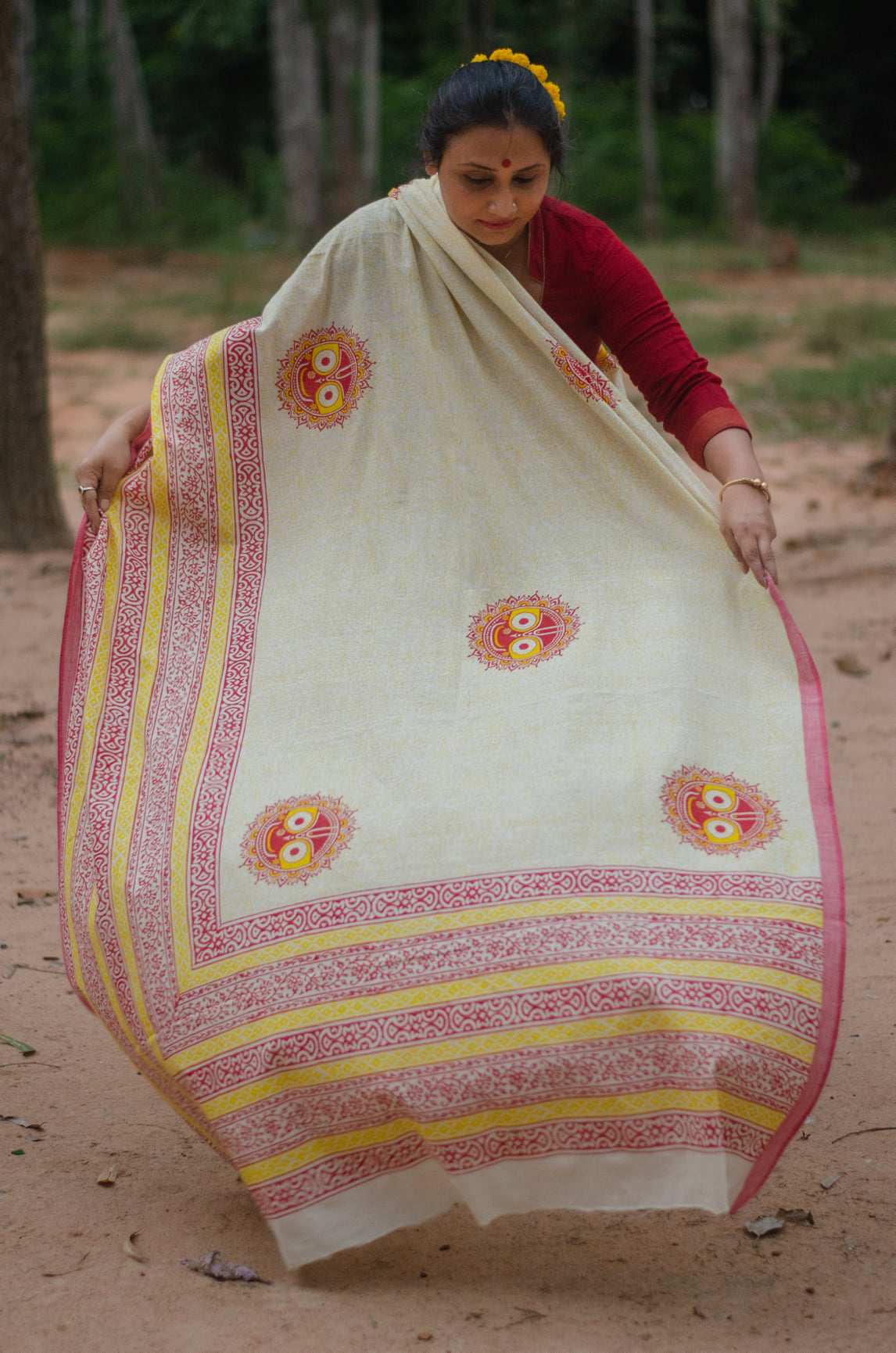 JAGANNATH 003 - HANDLOOM HAND BLOCK PRINT COTTON SAREE