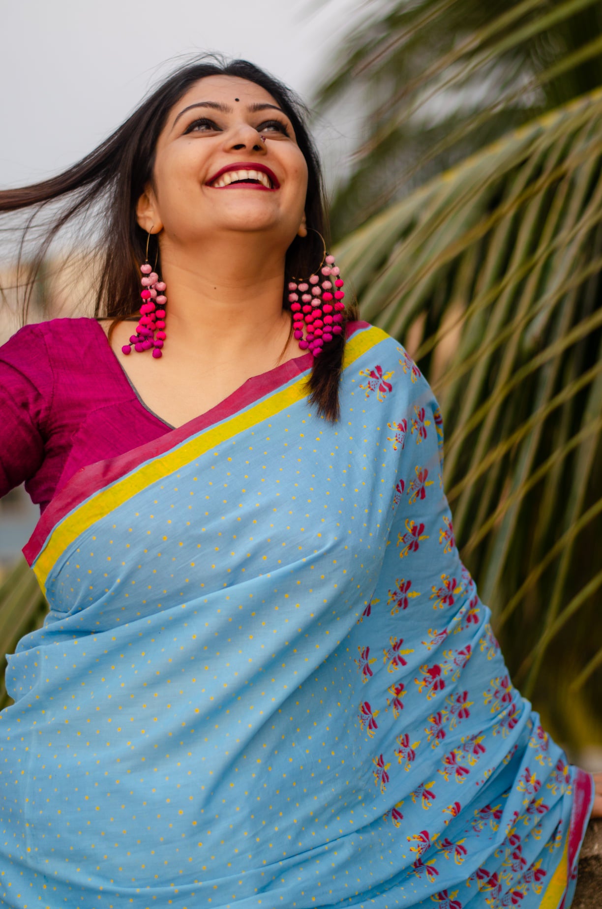 KRISHNACHURA 002 - MULMUL HAND BLOCK PRINT COTTON SAREE