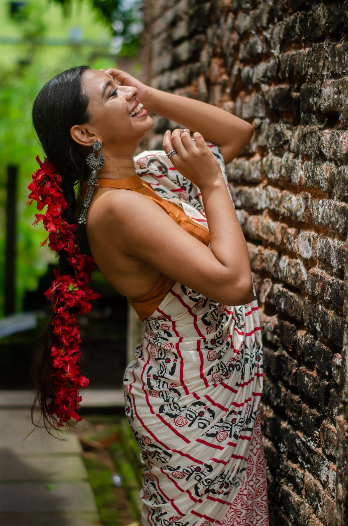 GULABO SITABO 001 - HANDLOOM COTTON HAND BLOCK PRINTED SAREE