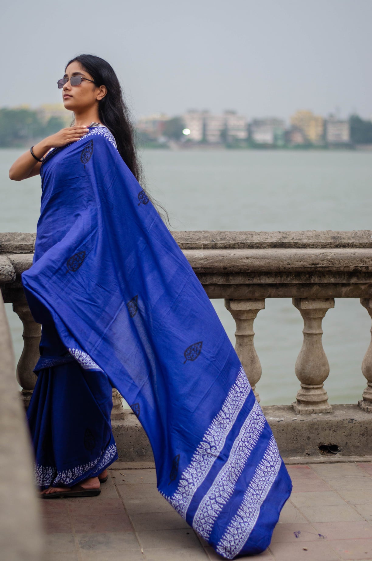 MIDNIGHT BLUE-MULMUL COTTON SAREE