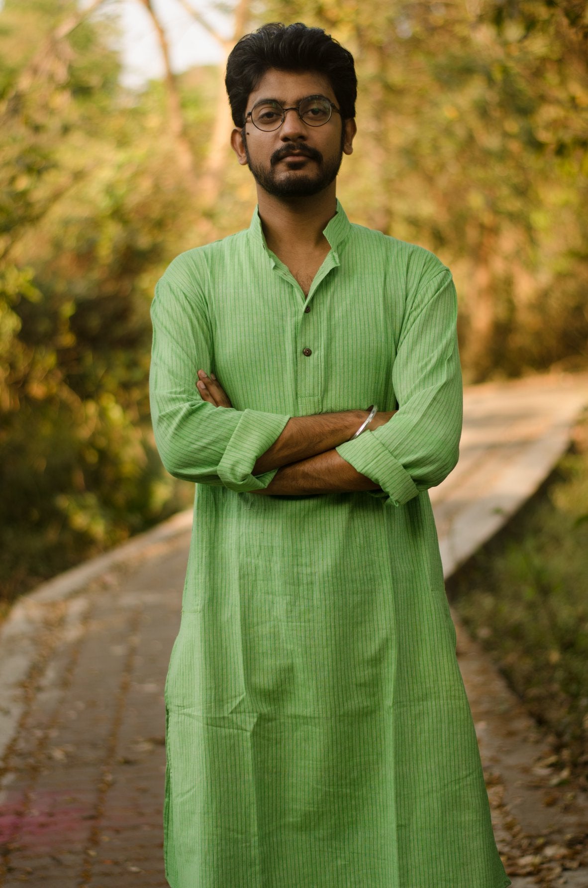 GREEN STRIPE - HANDLOOM KURTA