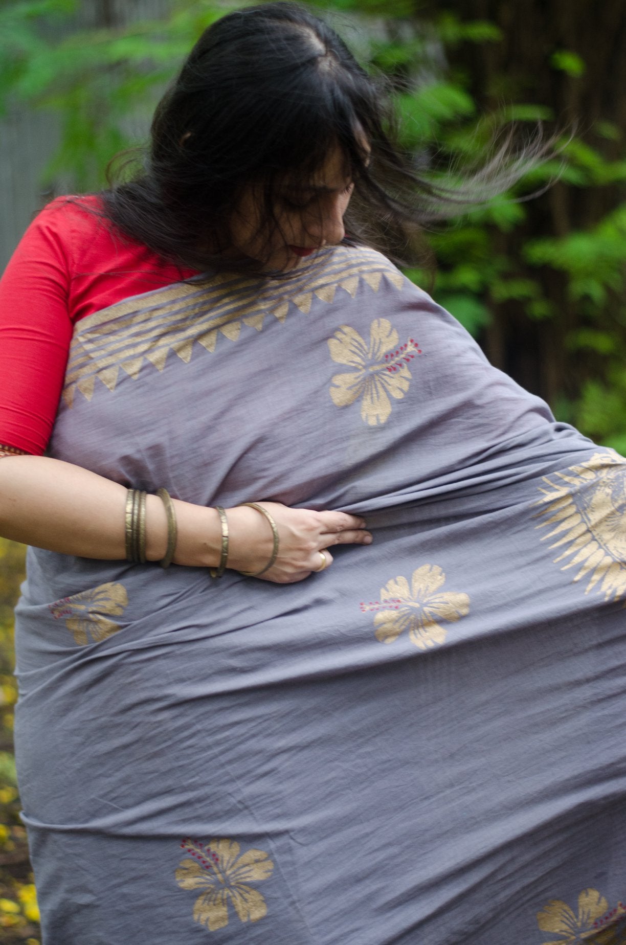 KAALI 005 - HANDLOOM HAND BLOCK PRINT COTTON SAREE