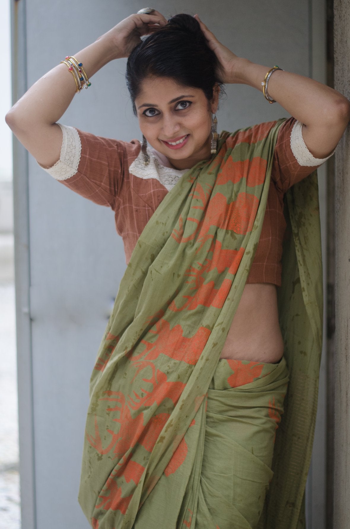 HIRNEE 003 - MULMUL HAND BLOCK PRINT COTTON SAREE