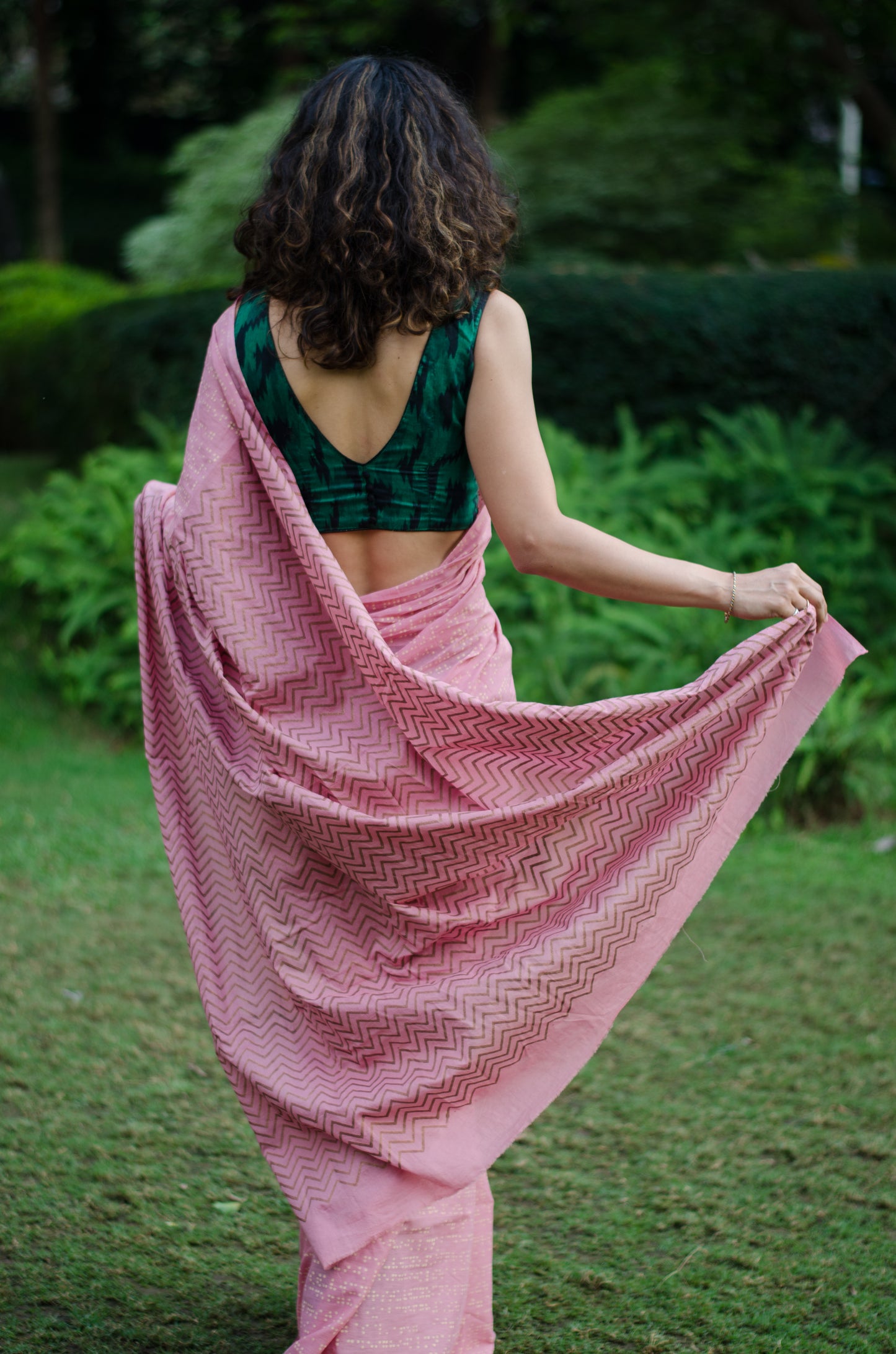 BRAILLE 001 - HAND BLOCK PRINTED SAREE