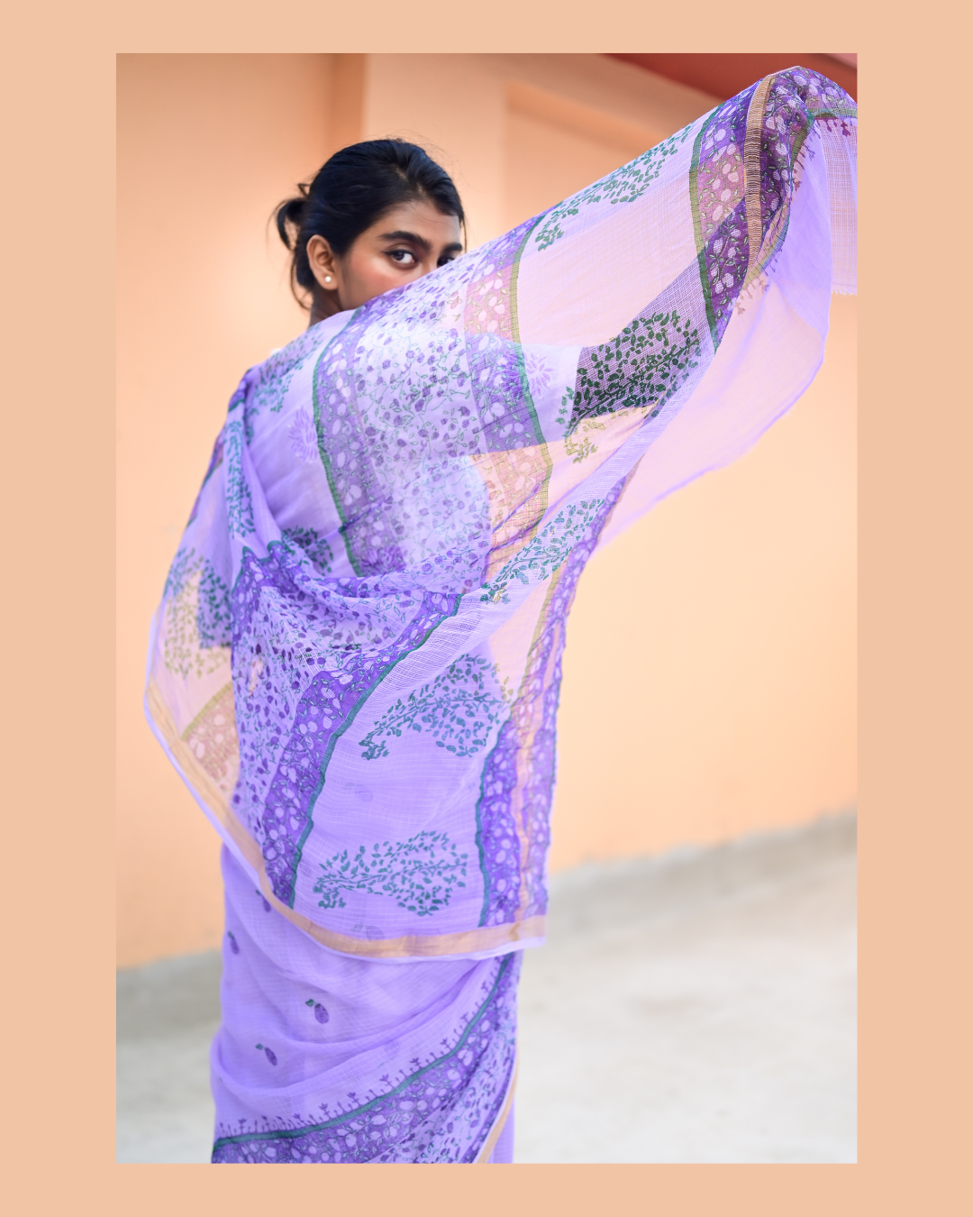 Mauve Jamun Print Kota Cotton Saree