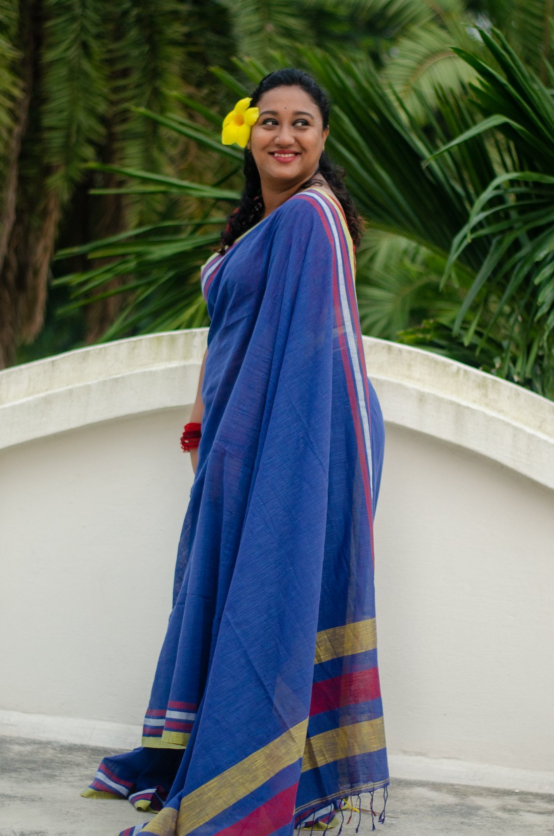 AADRITA  BLUE - HANDLOOM COTTON SAREE