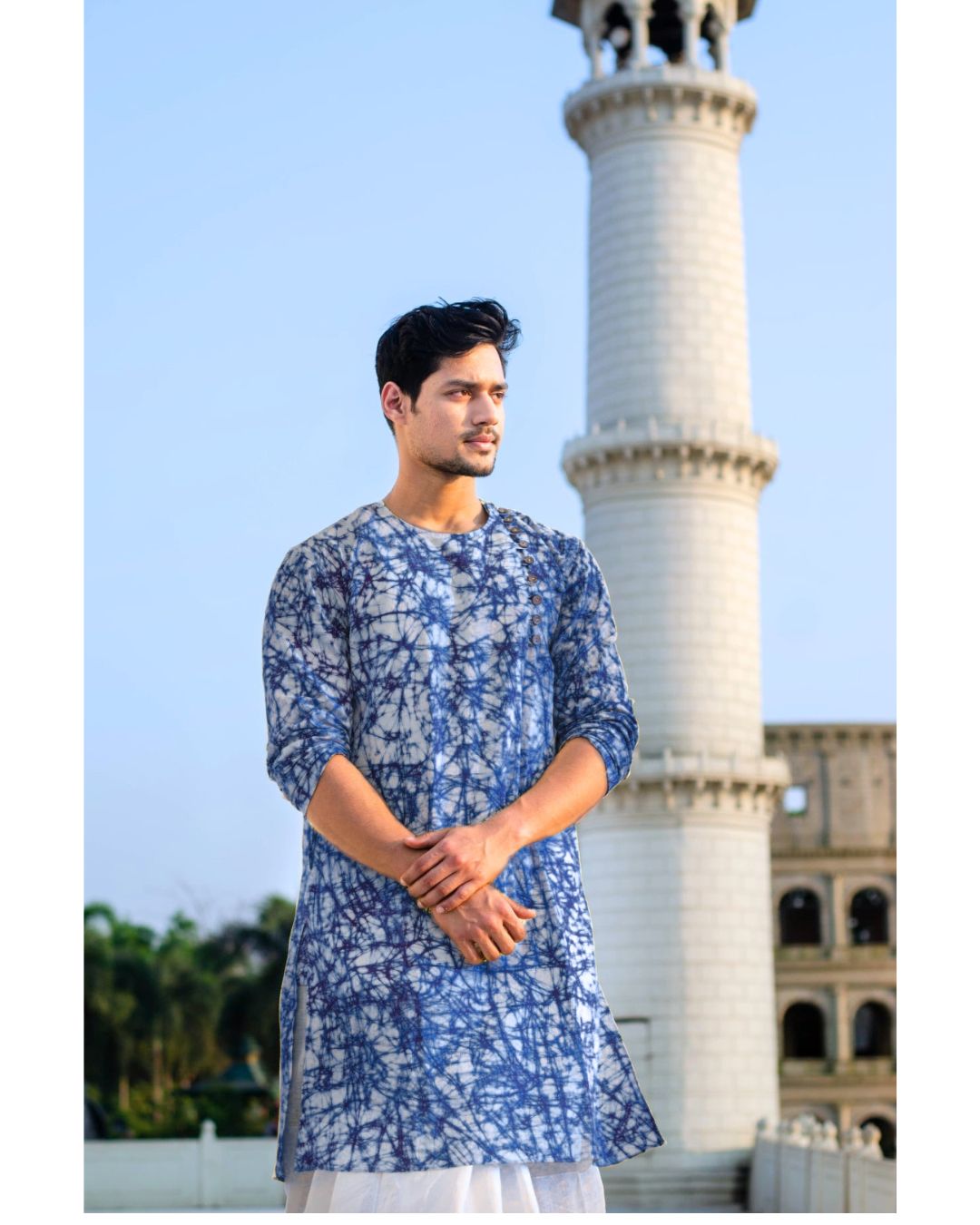 DARK BLUE BATIK HANDLOOM KURTA