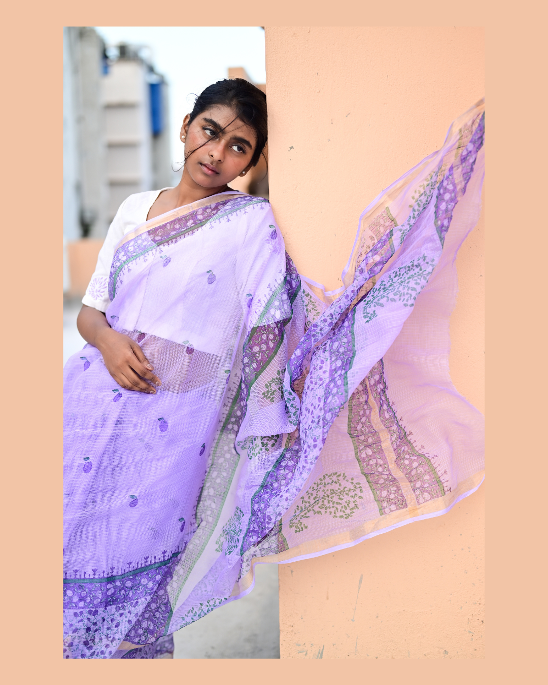 Mauve Jamun Print Kota Cotton Saree