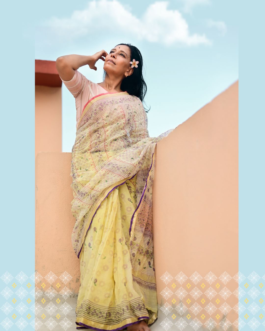 Butter Yellow Jamun Print Kota Cotton Saree