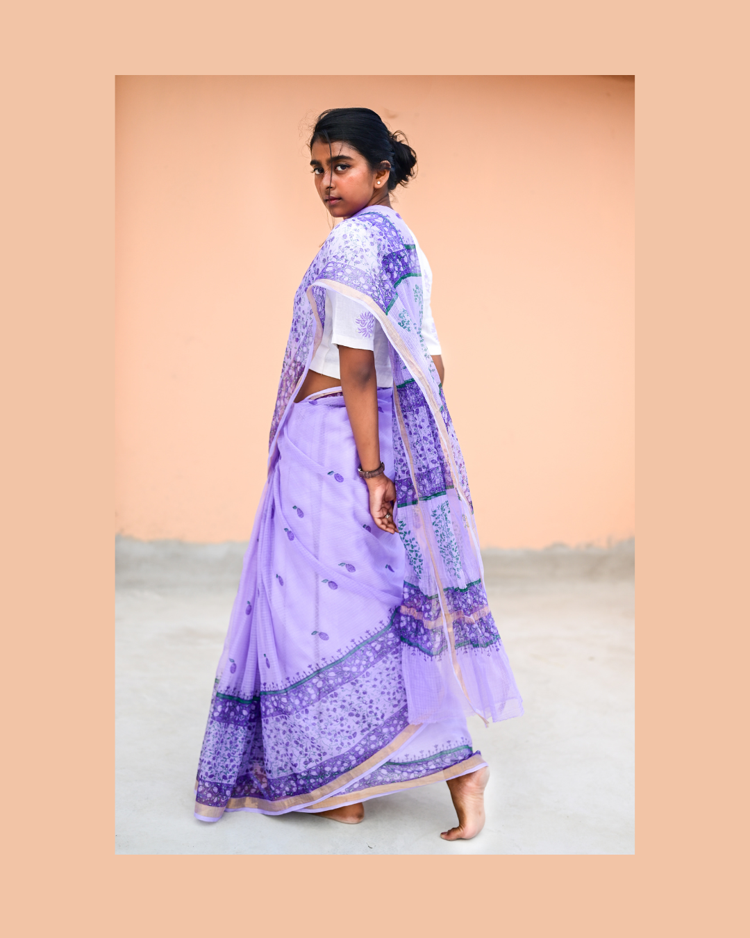 Mauve Jamun Print Kota Cotton Saree