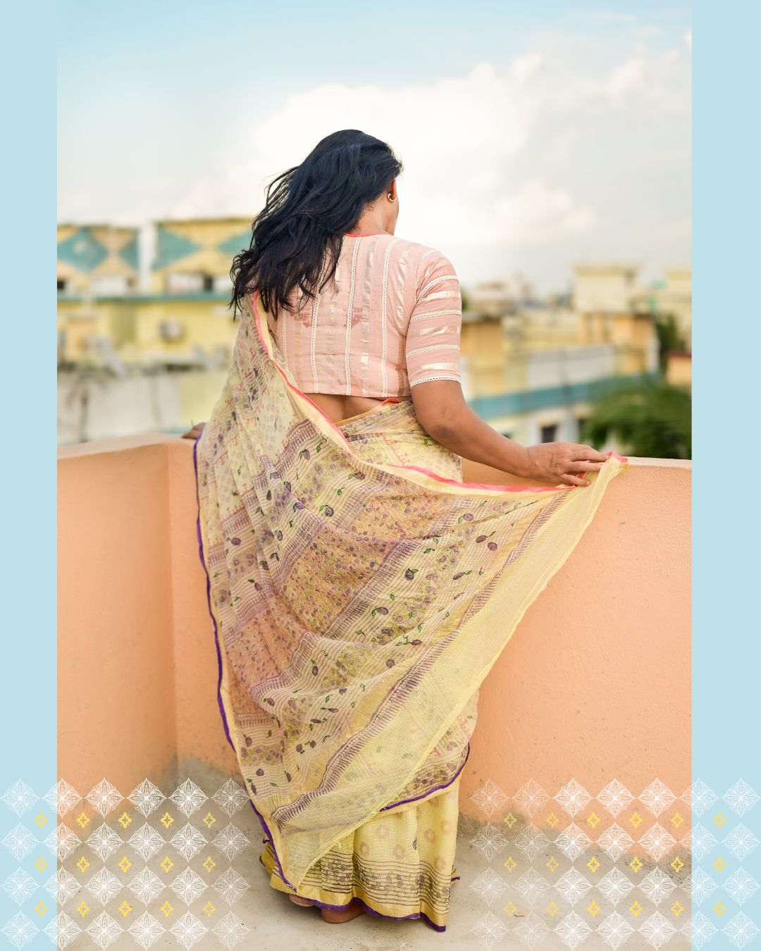 Butter Yellow Jamun Print Kota Cotton Saree