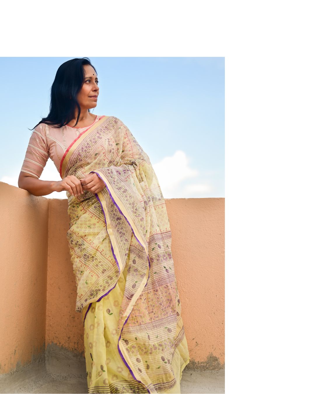 Butter Yellow Jamun Print Kota Cotton Saree