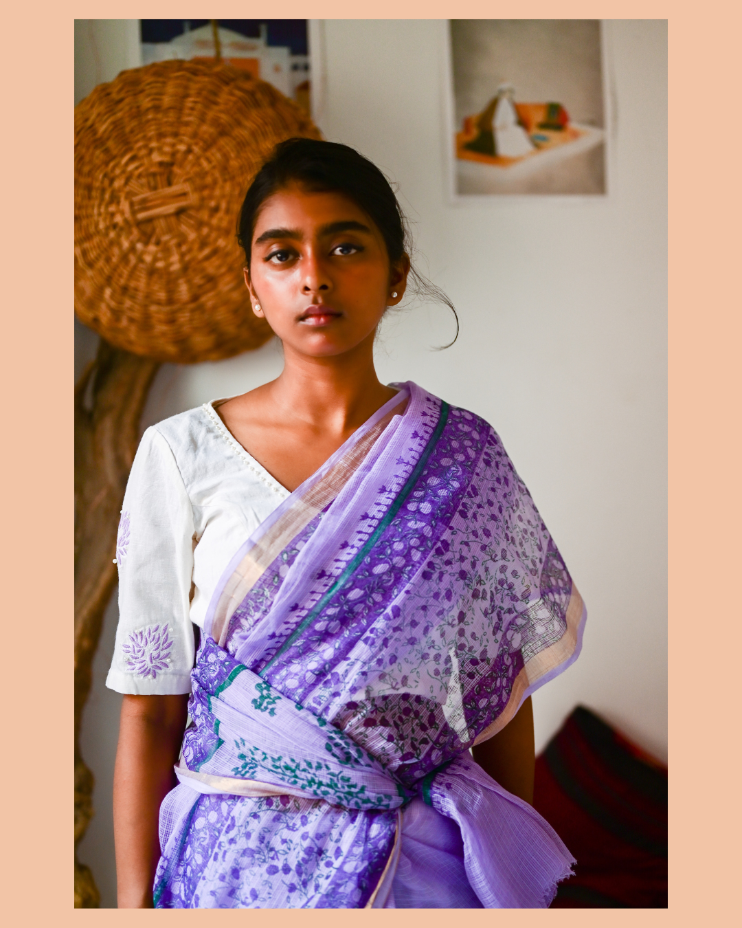 Mauve Jamun Print Kota Cotton Saree