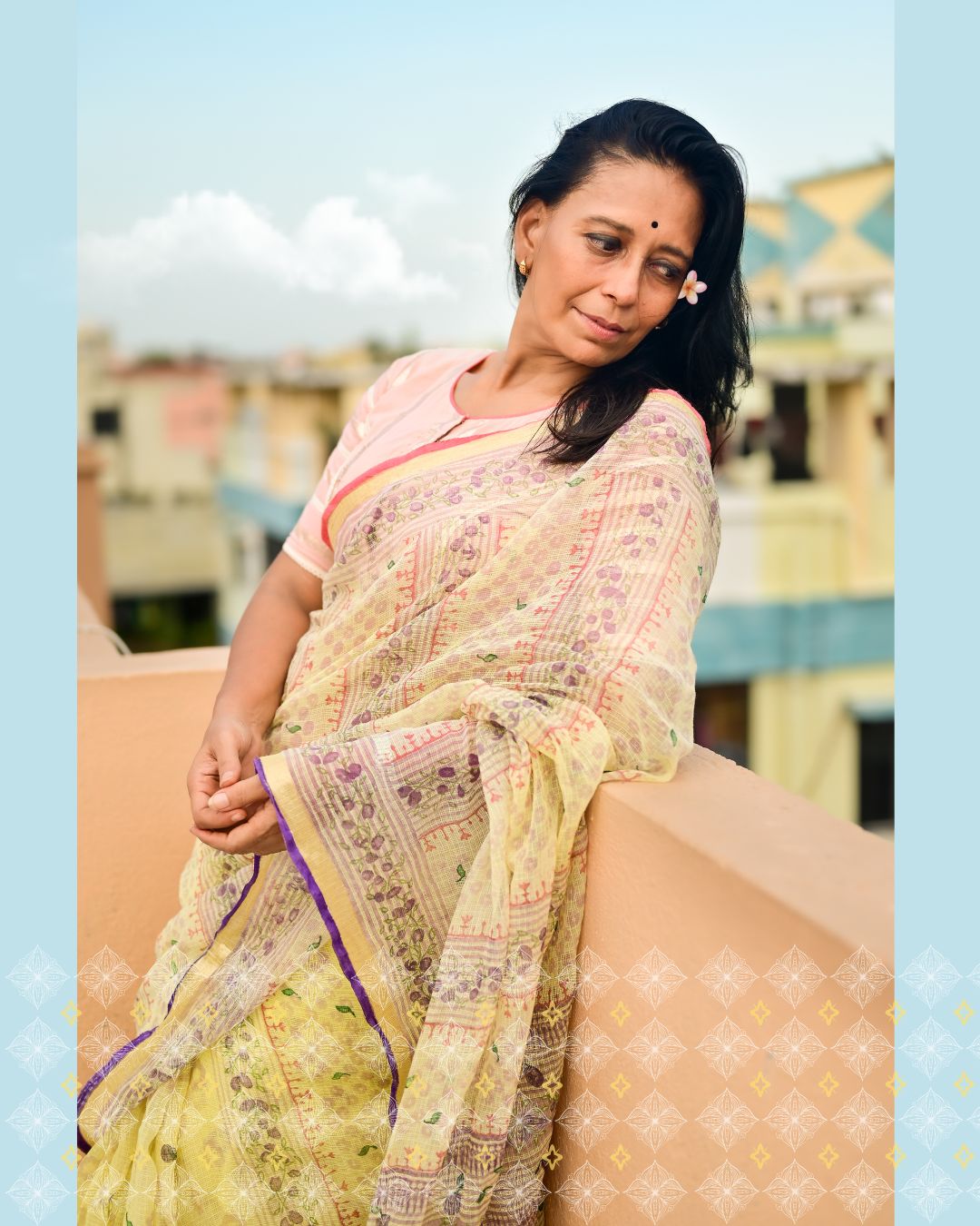 Butter Yellow Jamun Print Kota Cotton Saree