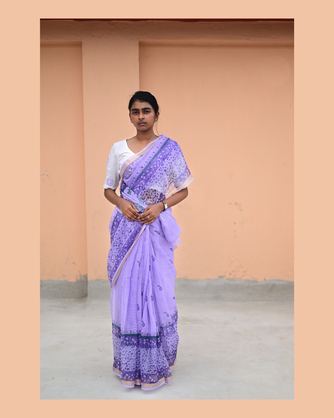 Mauve Jamun Print Kota Cotton Saree
