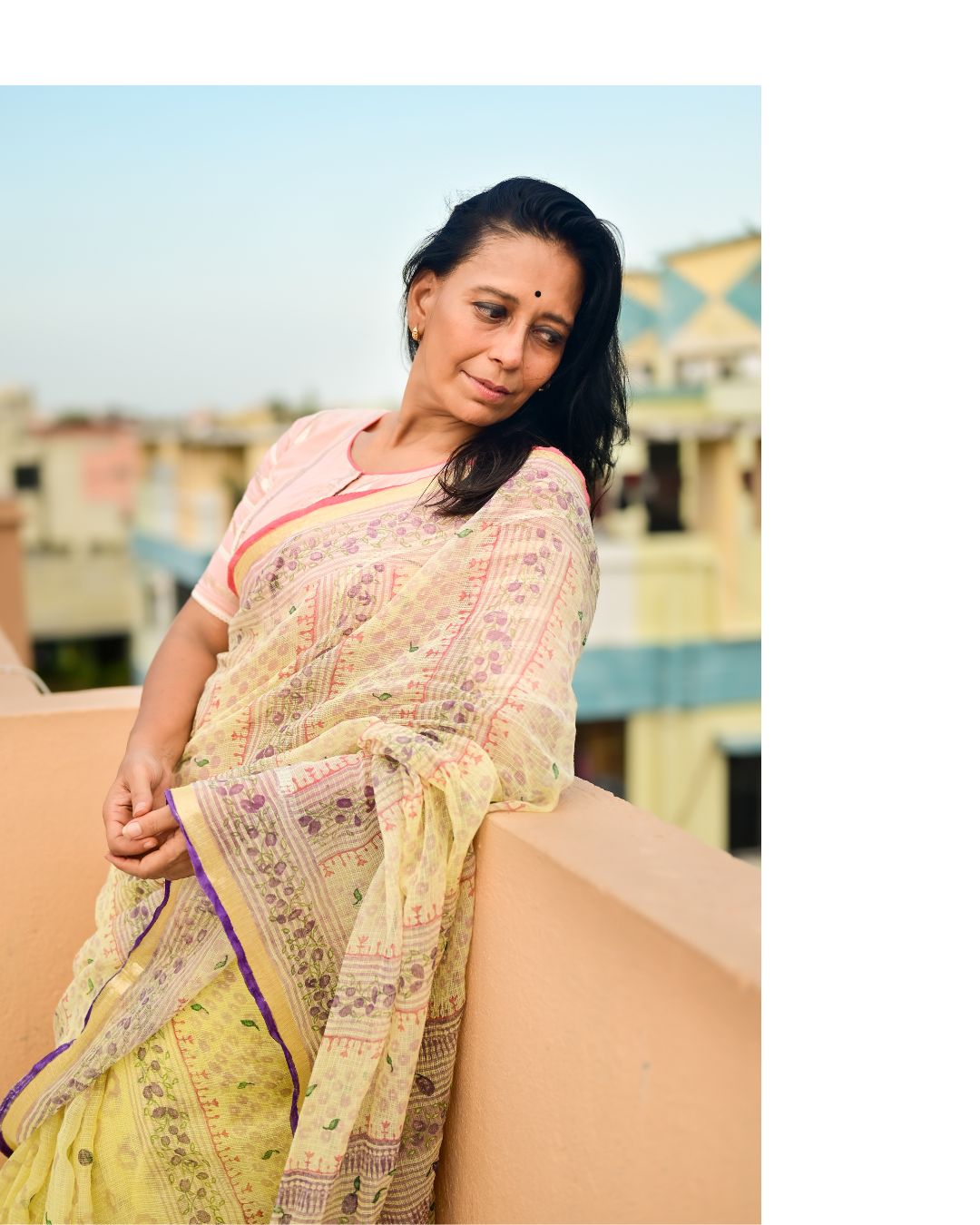Butter Yellow Jamun Print Kota Cotton Saree