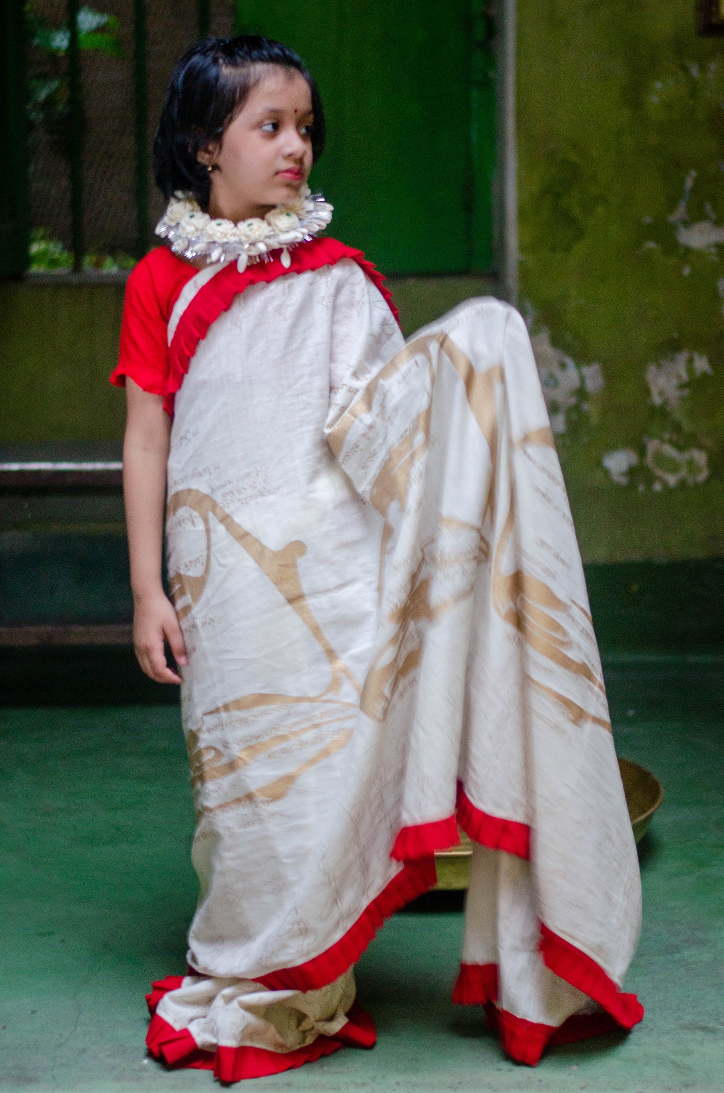 TAGORE SCRIPT KIDS SAREE