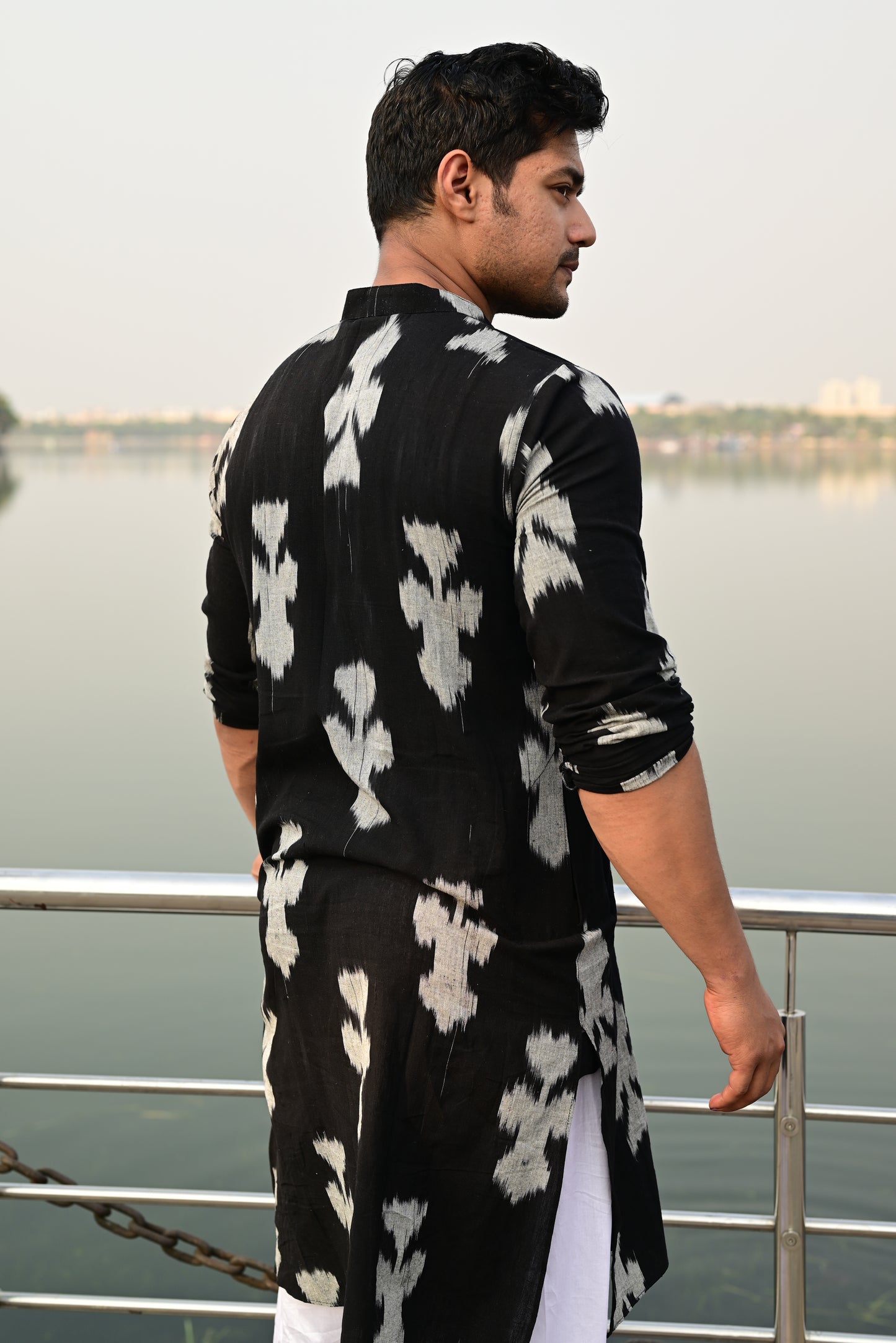 BLACK IKKAT HANDLOOM KURTA