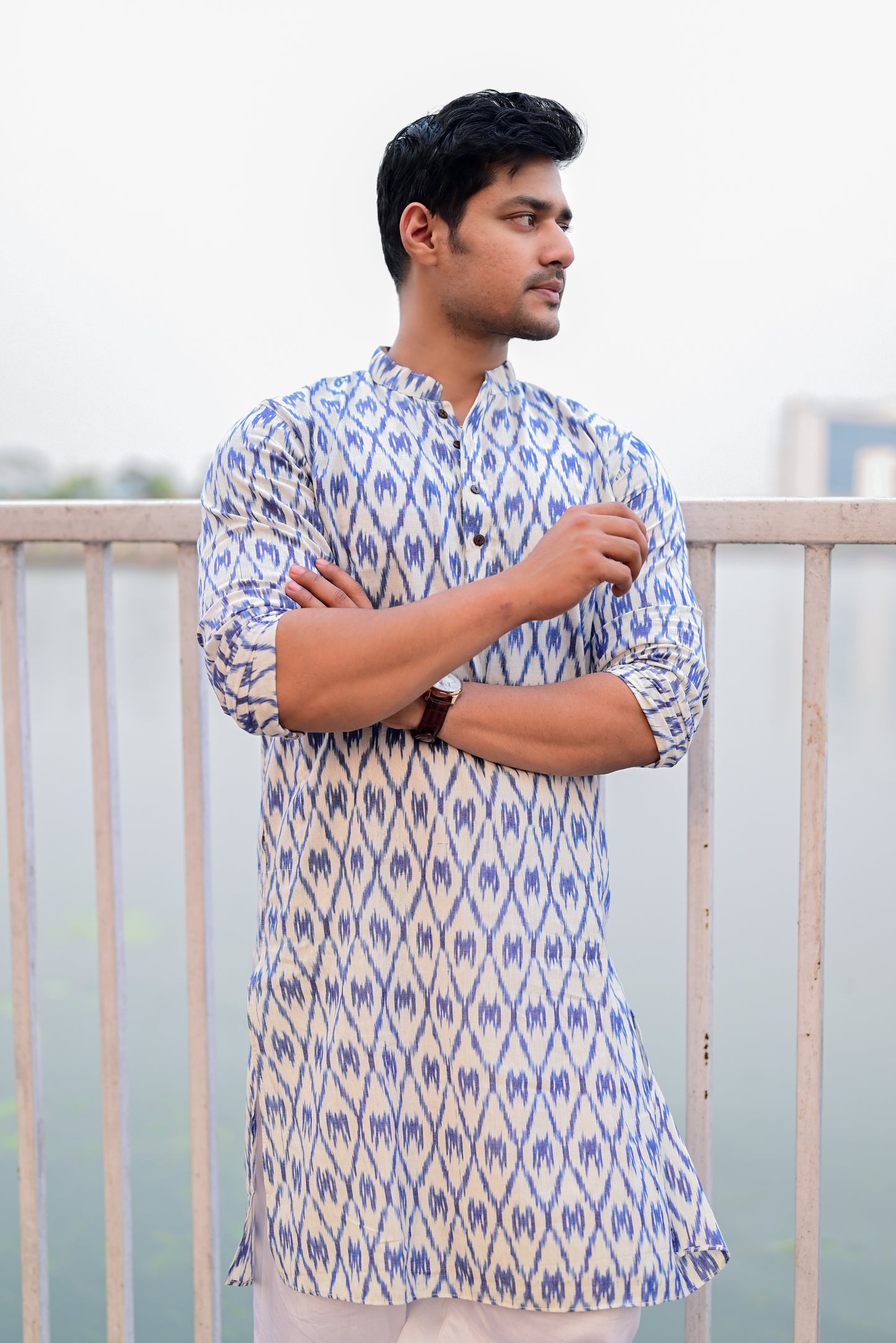 BLUE IKKAT HANDLOOM KURTA