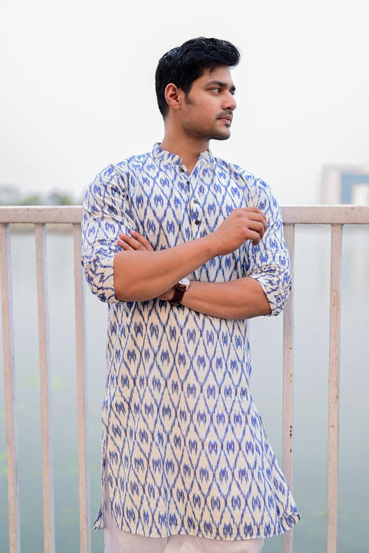 BLUE IKKAT HANDLOOM KURTA