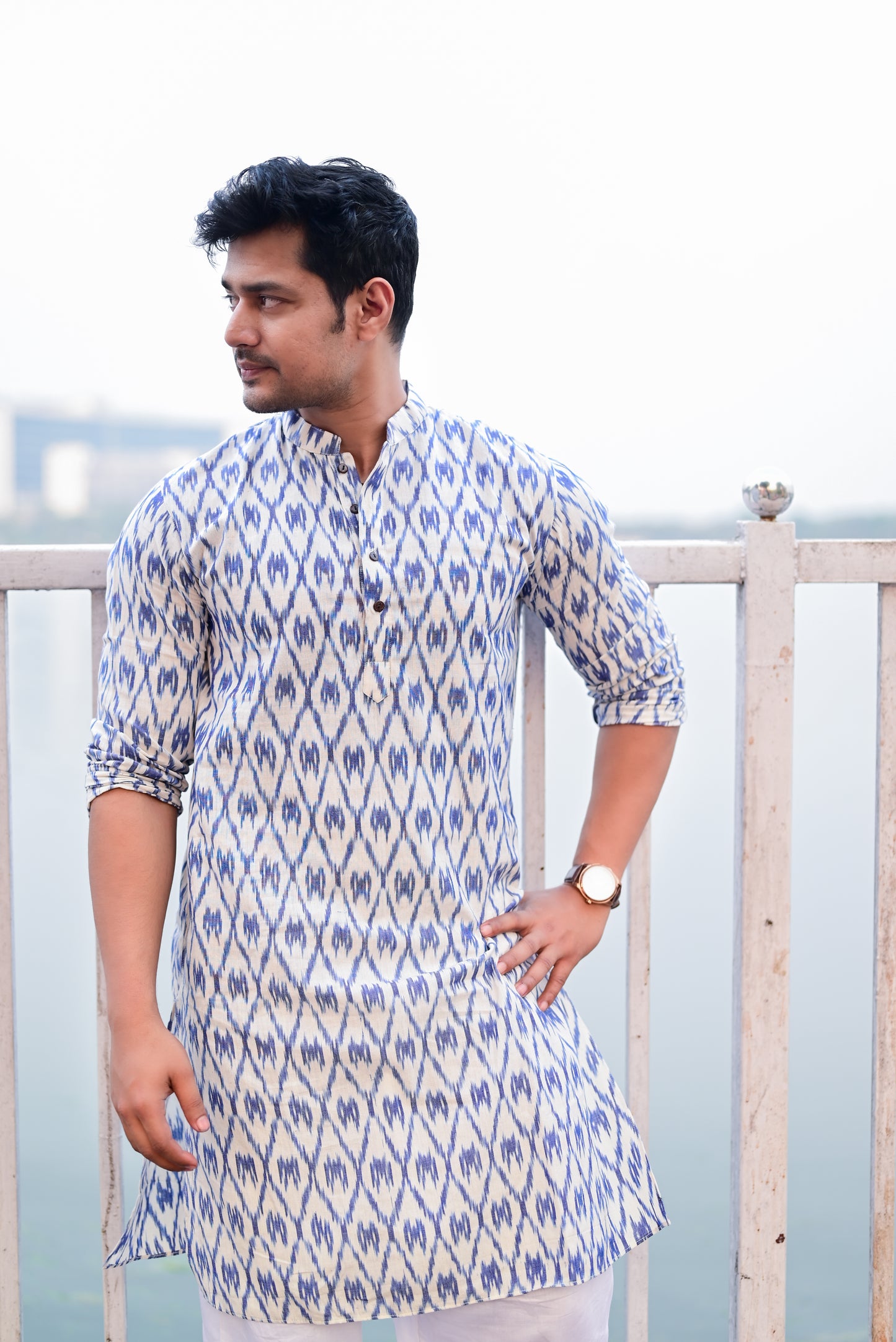 BLUE IKKAT HANDLOOM KURTA