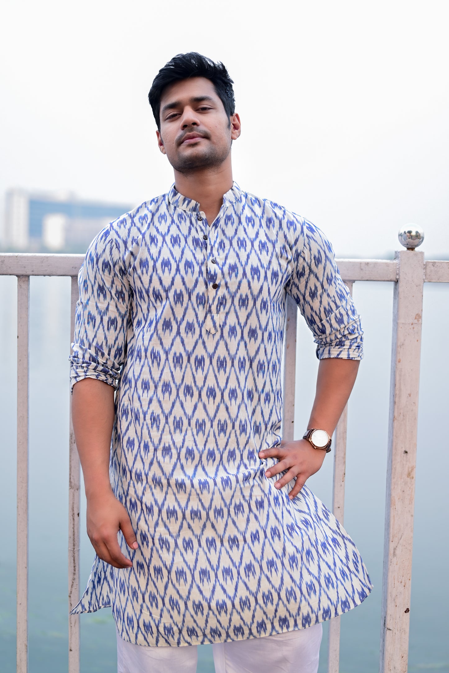 BLUE IKKAT HANDLOOM KURTA