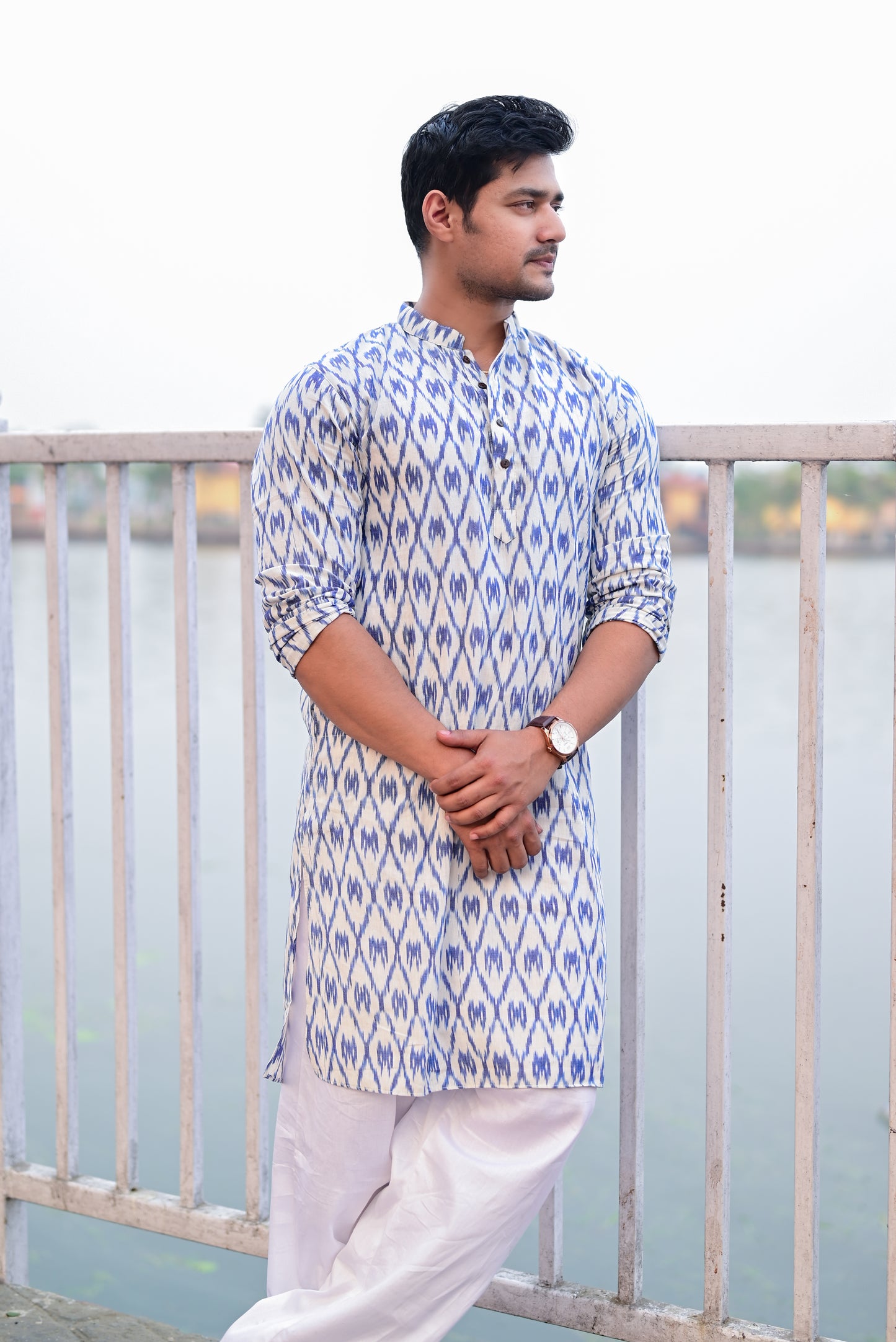 BLUE IKKAT HANDLOOM KURTA