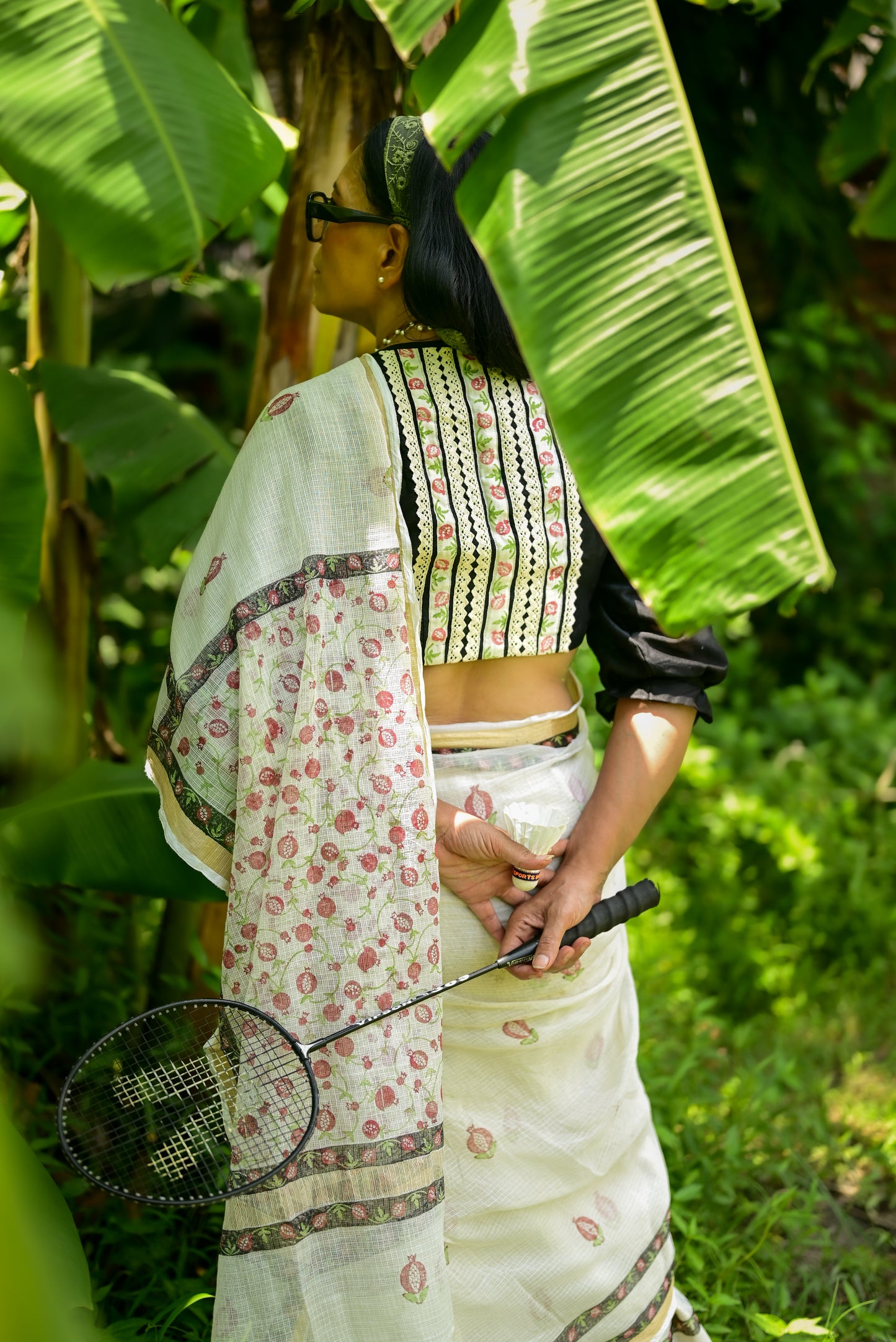 Off-white Aanar  Print Kota Cotton Saree