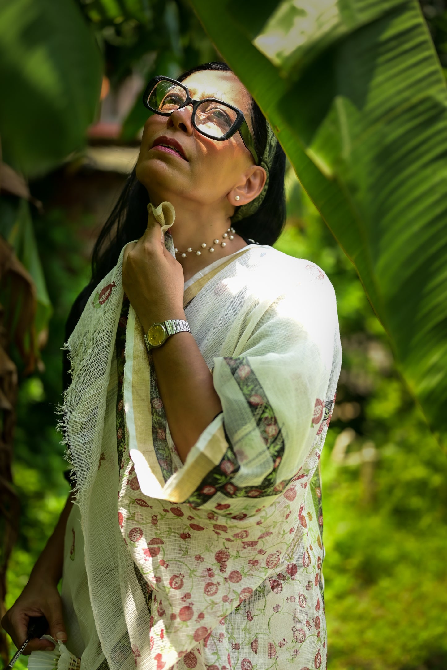 Off-white Aanar  Print Kota Cotton Saree