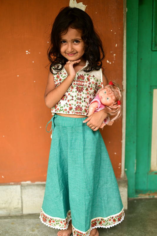 KASHMIRI GUL PRINTED SKIRT-TOP SET