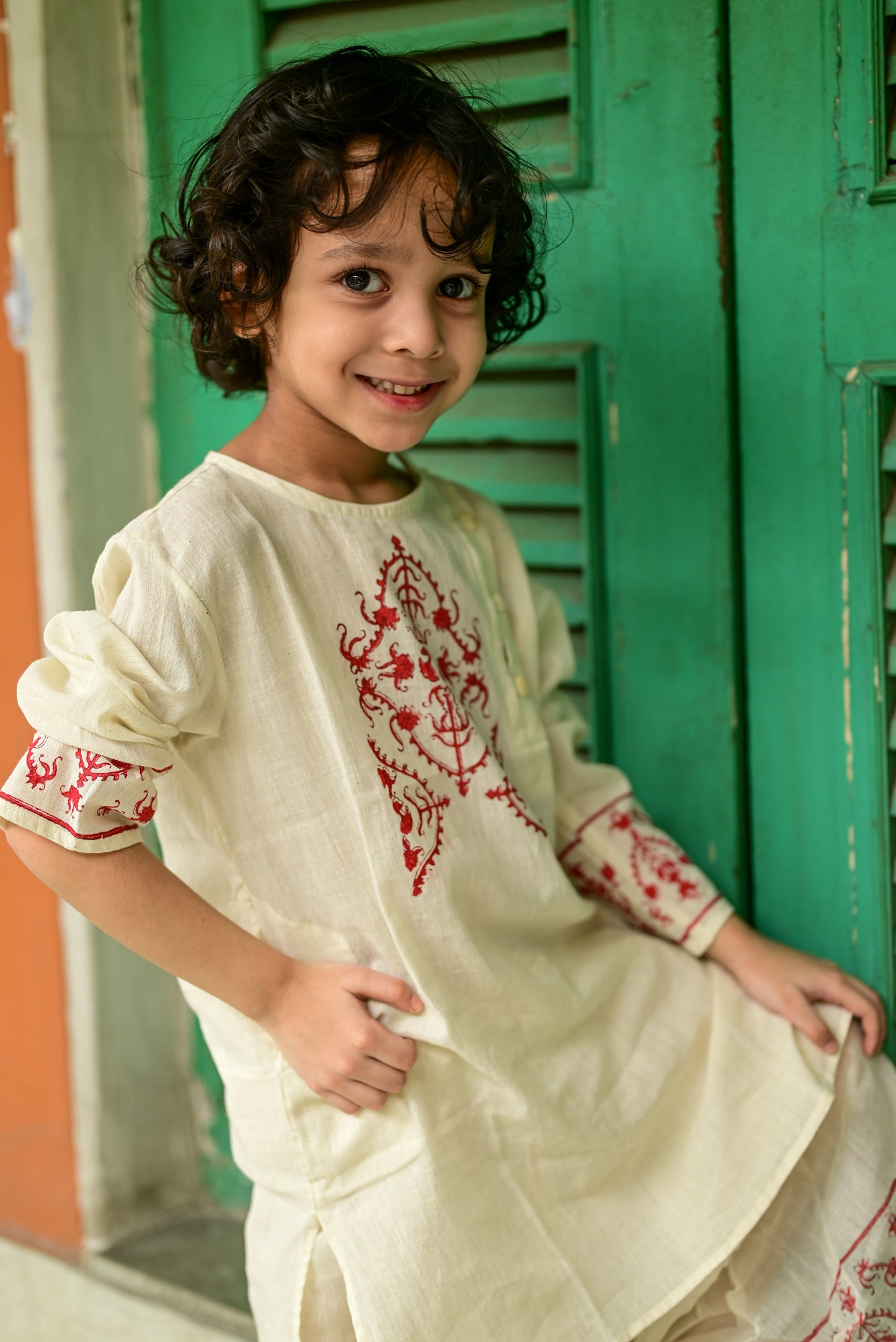 LAAL SADA KIDS KURTA- DHUTI SET
