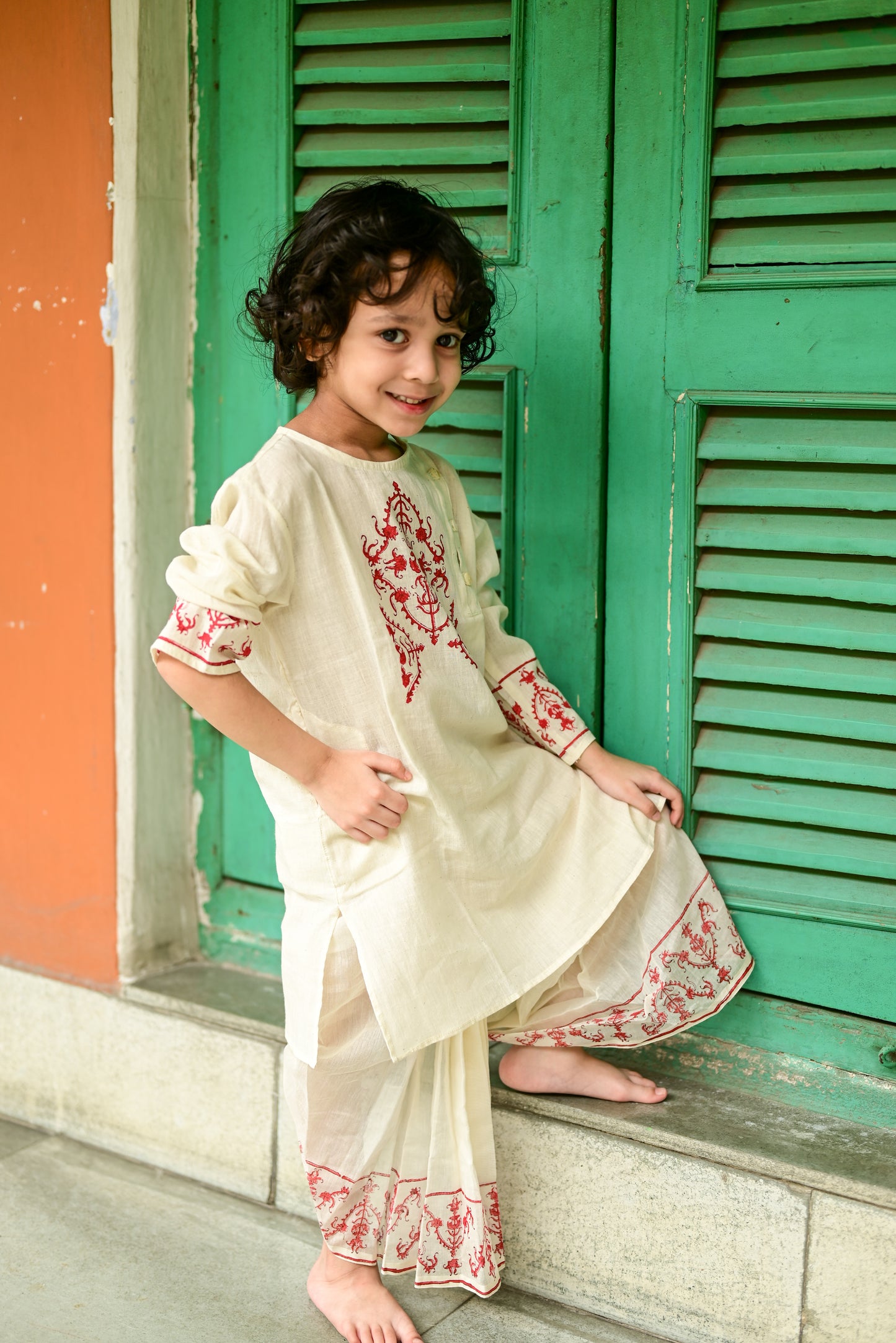 LAAL SADA KIDS KURTA- DHUTI SET