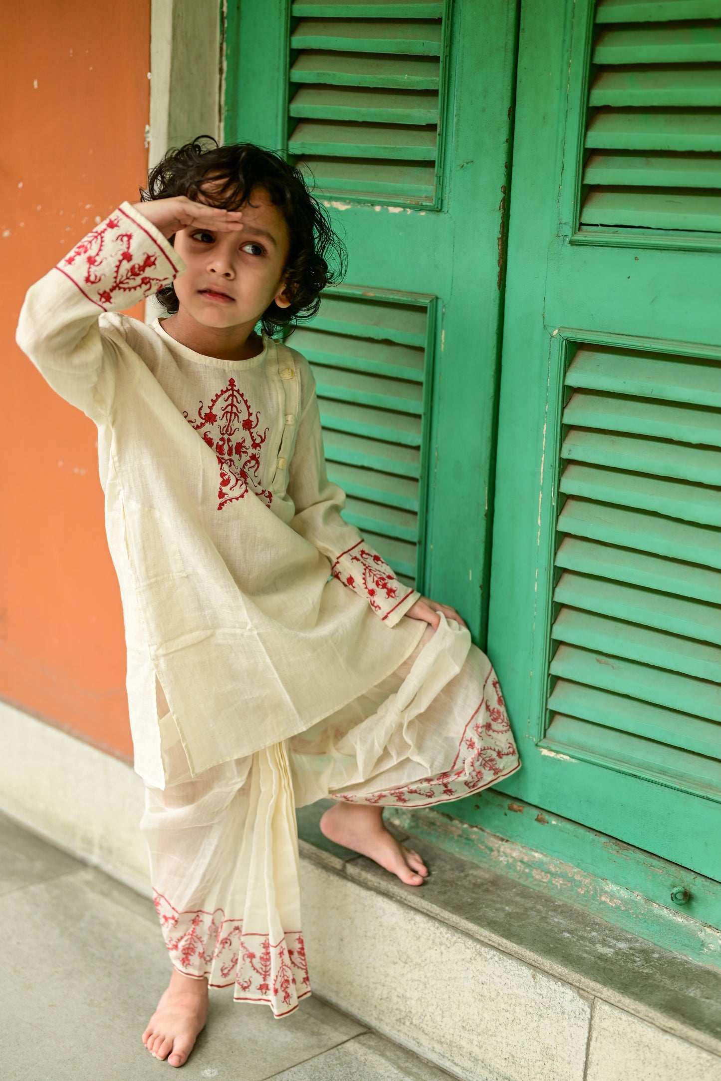 LAAL SADA KIDS KURTA- DHUTI SET