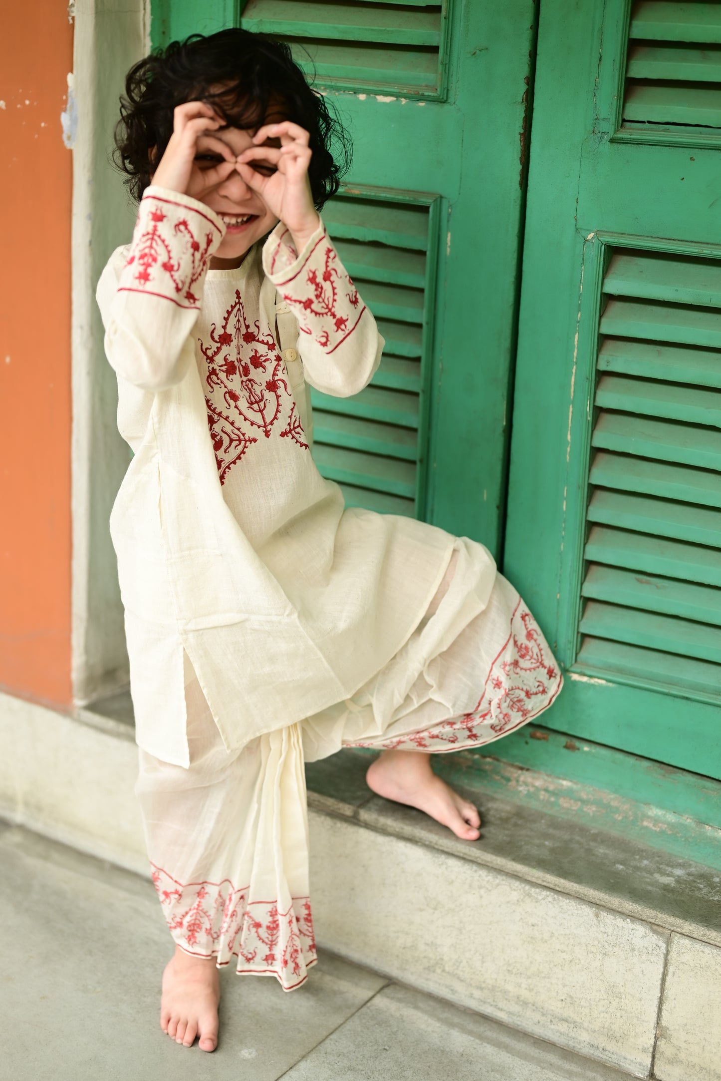 LAAL SADA KIDS KURTA- DHUTI SET