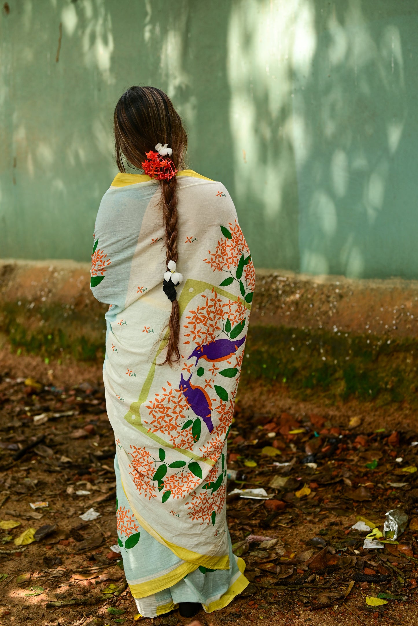 RONGON O ROBIN BLUE - HANDLOOM COTTON SAREE