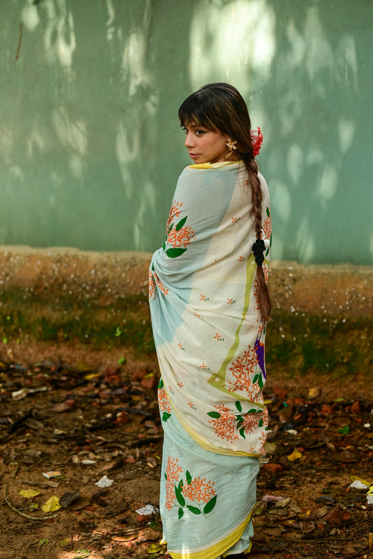 RONGON O ROBIN BLUE - HANDLOOM COTTON SAREE