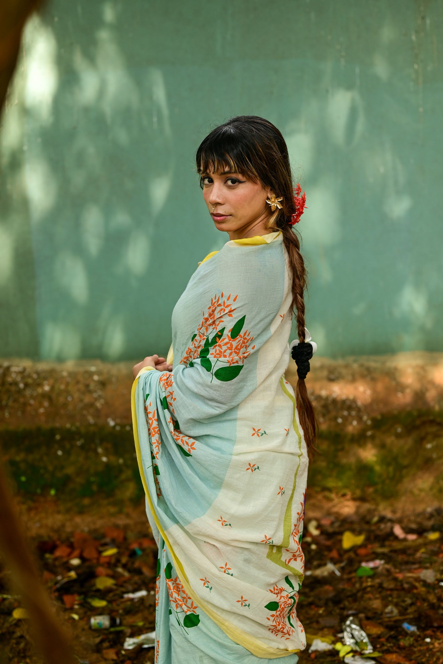 RONGON O ROBIN BLUE - HANDLOOM COTTON SAREE