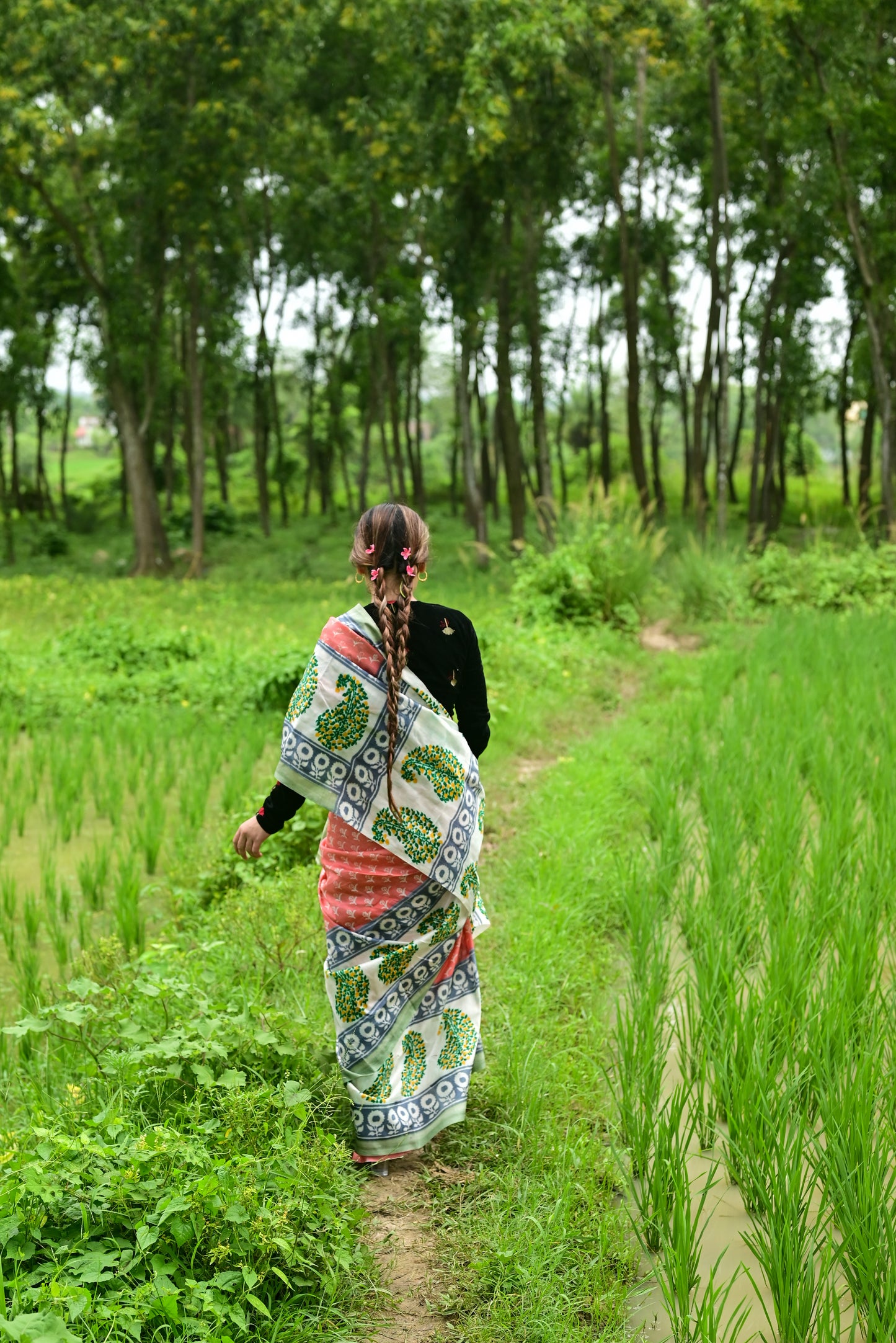 AMRAPALI HAND BLOCK PRINTED PURE SILK SAREE
